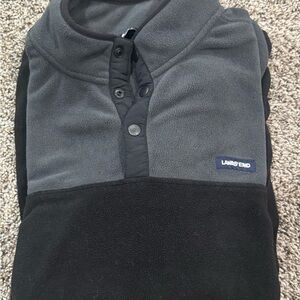 Lands' End Black and Gray Fleece Pullover